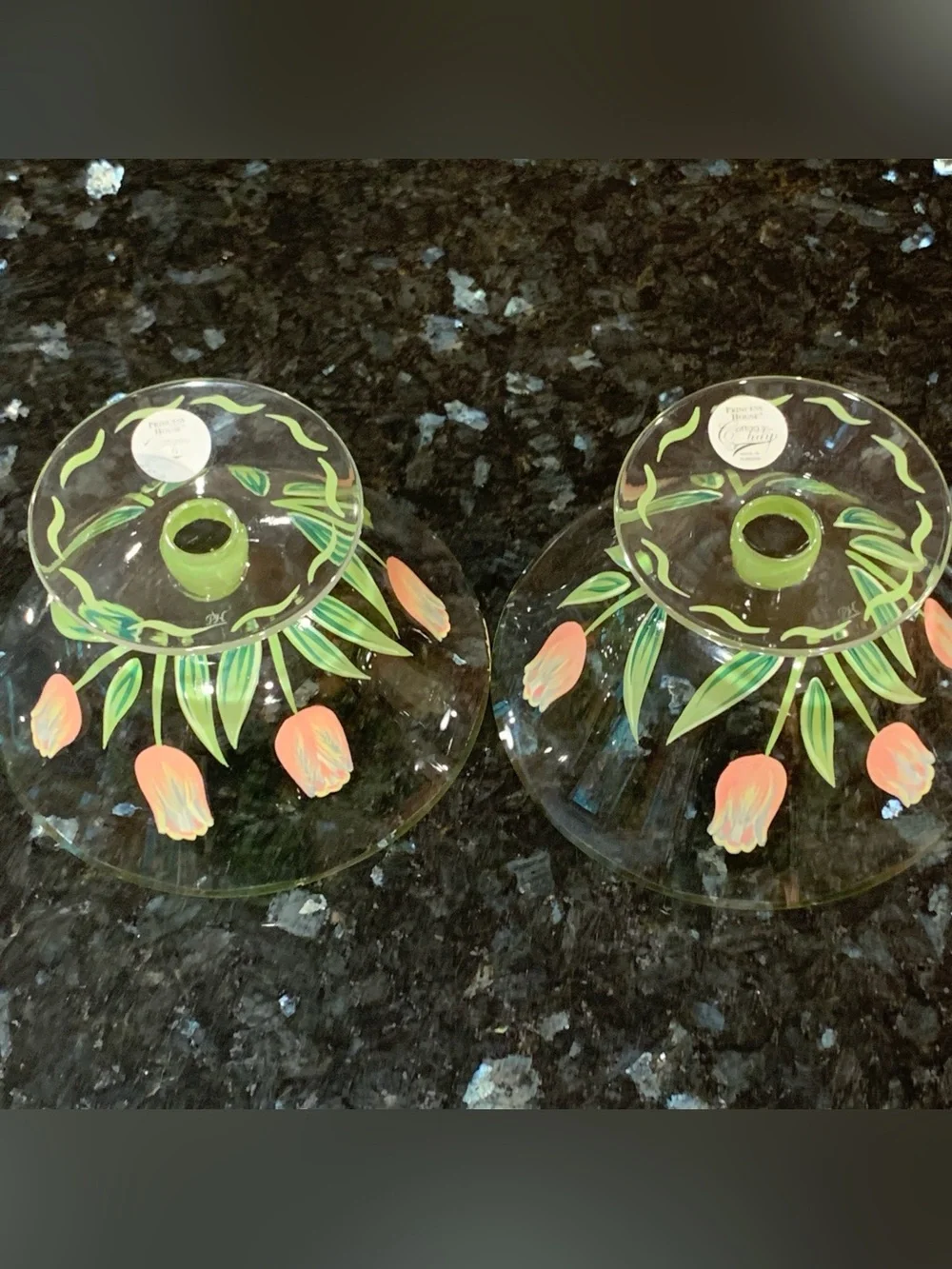Vintage Princess House Cottage Tulip Footed Crystal Dessert Bowls Set of 2